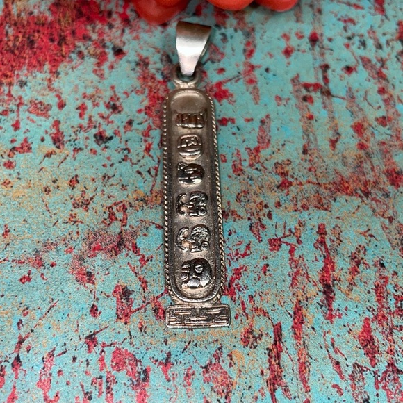 Silver Mexico Hieroglyphics Cartouche Pendant - Picture 2 of 8